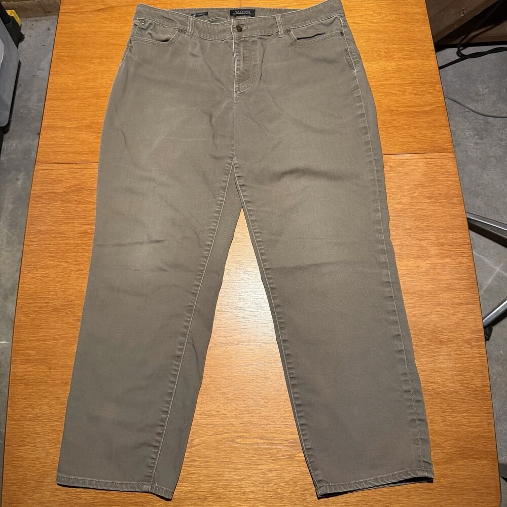 Talbots Flawless Five Pocket Jeans Brown 14 Boyfriend Straight Leg Distressed